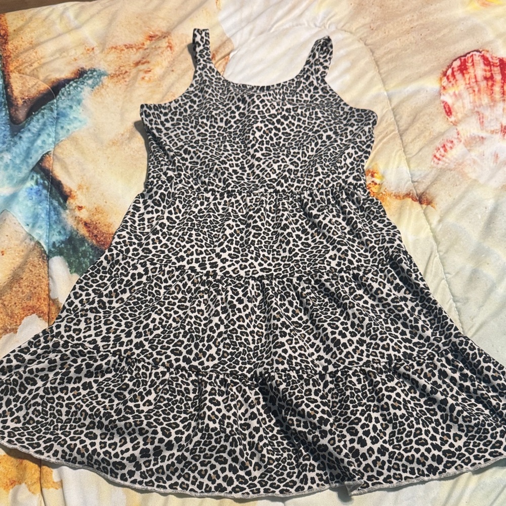 Lilt Black and White Leopard Print Kids Dress